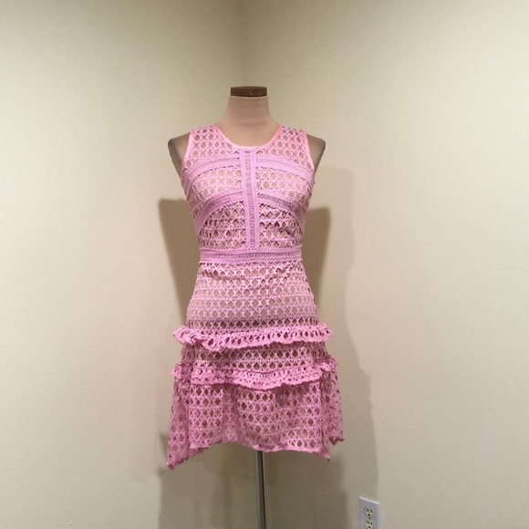 Francesca’s Collection Mini Dress Size XS Pastel Pink Guipure Lace - Picture 2 of 7